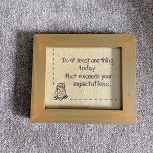 Vintage framed cross stitch owl picture